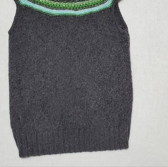 VINTAGE 90s Old Navy Lambswool Blend Knit Fur Trim Hood Cap Sleeve Sweater Vest - Picture 10 of 12